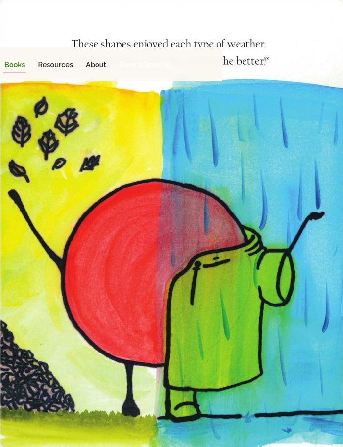 I AM book, page 10 &mdash; the Circle and Square enjoying rain